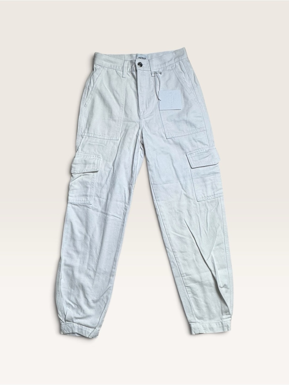 Pistola Josephine High Rise Tapered Cargo Pants White Size 24 NWT